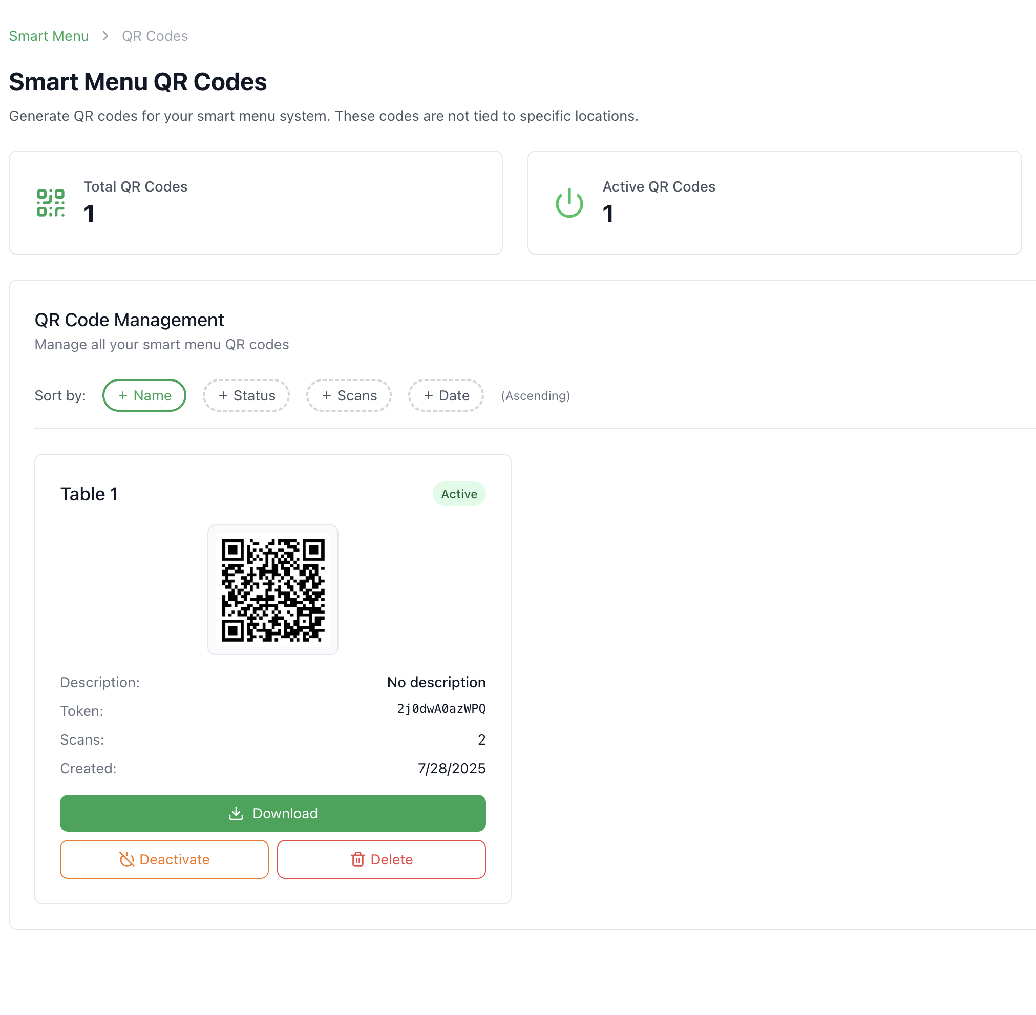 QR Code Menu