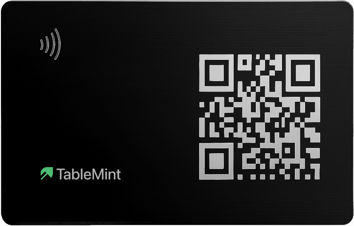 TableMint payment card with QR code