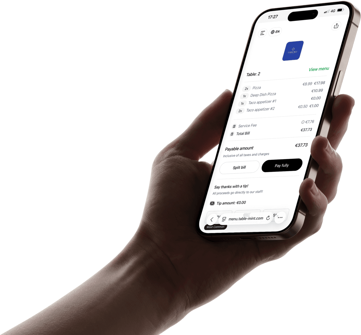 Pay at Table Feature